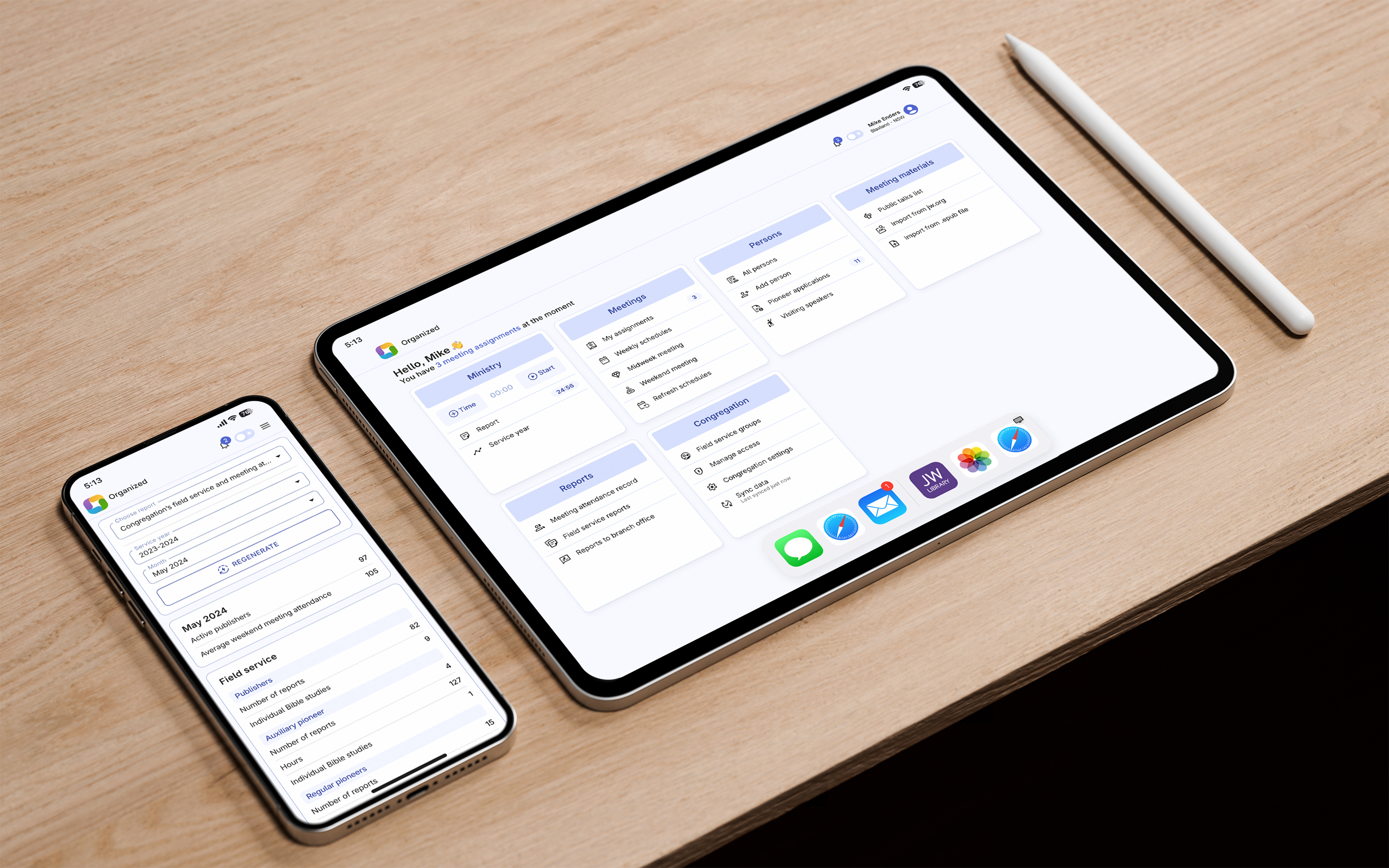 Organized app for Jehovah's Witnesses work on all devices, including desktop, mobile and tablet